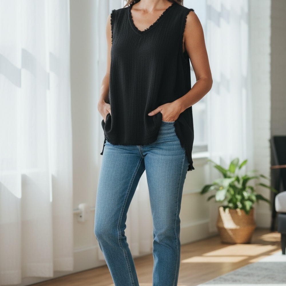NWT Black Sleeveless Top by Umgee 100% Cotton